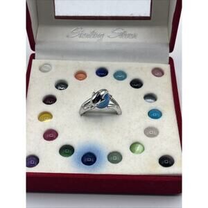 Sterling Silver Ring with 19 Interchangeable Stones Size 7 Vintage